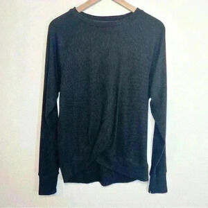 Zella Twist Front Black With Silver Long Sleeve Top Size Medium